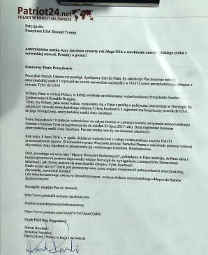 [VIDEO] Petycję w sprawie uwolnienia amerykańskiego dziecka z norweskiej niewoli złożyliśmy w Ambasadzie USA w Warszawie. Dziś zaapelujemy do Pierwszej Damy RP Agaty Dudy, by o zakończenie dramatu amerykańskiej matki wstawiła się u Pierwszej Damy USA