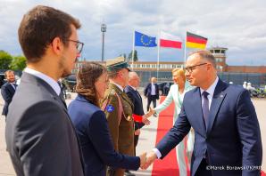 [VIDEO] Prezydent o współpracy polsko–niemieckiej, problemu migracji na zachodniej granicy Polski, a także ważnych kwestii historycznych w Niemczech