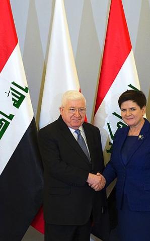 [VIDEO] O gospodarce o pomocy humanitarnej premier Beata Szydło z prezydentem Iraku