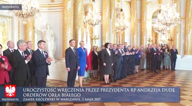 [VIDEO] Prezydent wręczył Ordery Orła Białego z okazji Narodowego Święta Trzeciego Maja w 226 rocznicę uchwalenia Konstytucji