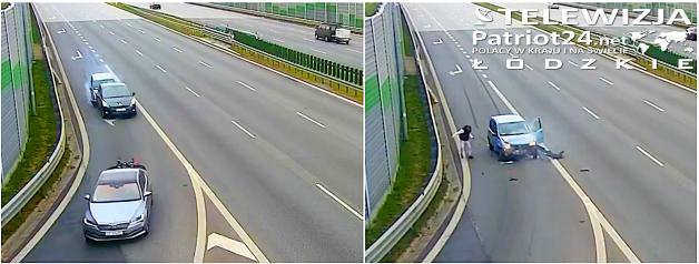 [VIDEO] Fiat panda i nietypowe manewry – co wydarzyło się na A1 przy MOP Stobiecko?